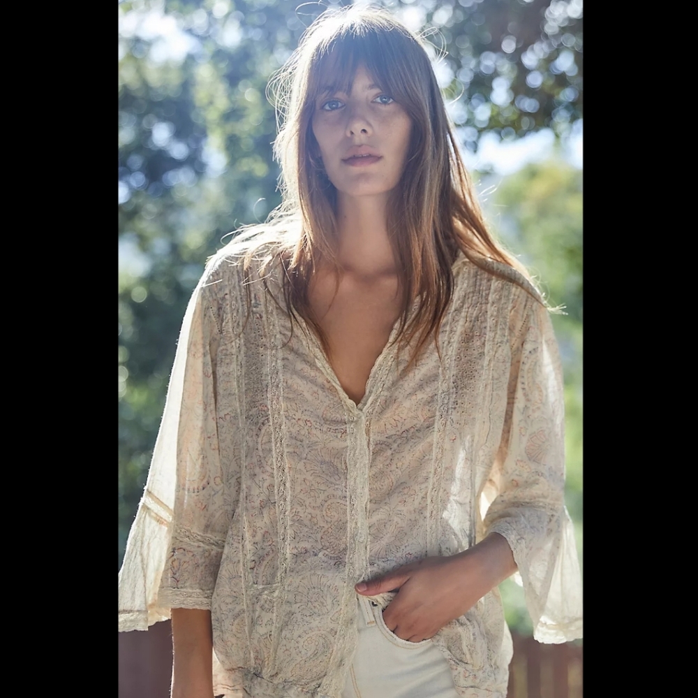 New magnolia pearl maelee blouse rani paisley embroidered lace cardi top